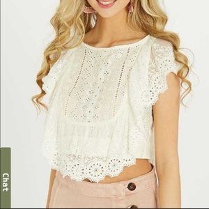 Altar’d State Cropped White Lace Top